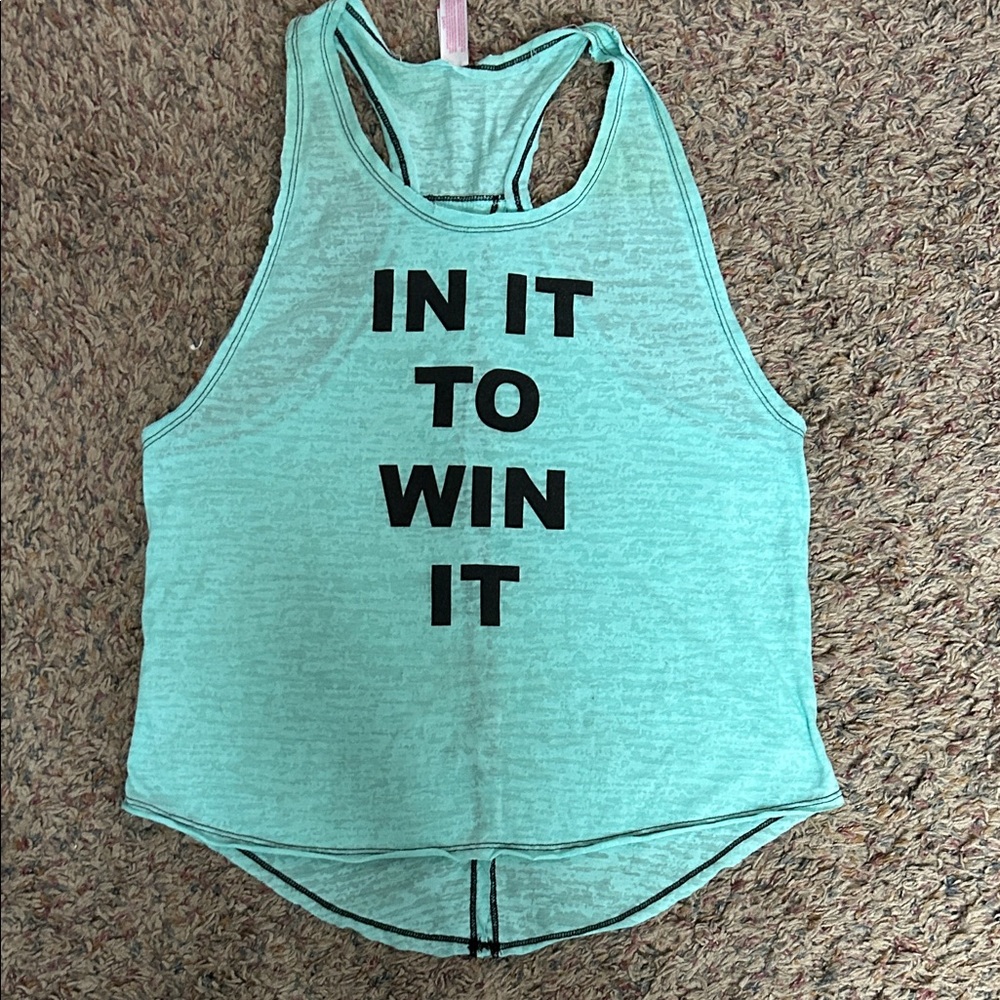 No Boundaries Aqua Tank Top with Motivational Slogan